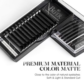 Befer Beauty Volume Lash Extensions 0.07D, Mix-15-20mm Eyelash Extension Matte Black, Easy Fan Volume Lashes Fluffy Matte Black Soft, D Curl Self Fanning Lash Extension Professional Eyelash Extensions