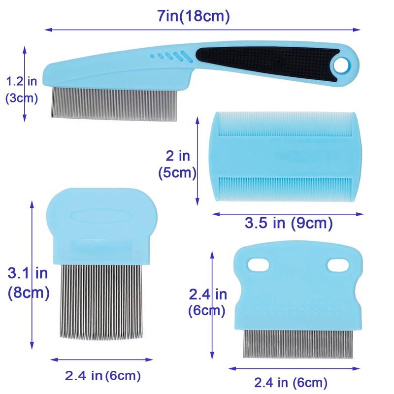 GNAWRISHING Flea Comb 4-Pieces Jade Green with High Strength Teeth