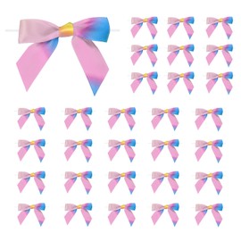 PATIKIL 50 Pcs Satin Ribbon Twist Tie Bows 3.5 Inch Small Craft Bows for DIY Gift Wrapping Champagne Bottle Wedding Christmas Birthday Decor, Dark Colors