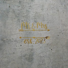 Decal Stickers of Mr. and Mrs. Est.2023 (Metallic Gold) (Set of 2) Premium Waterproof Vinyl Decal Stickers for Laptop Phone Accessory Helmet Car Window Mug Tuber Cup Door Wall - ANDsticg92235GO