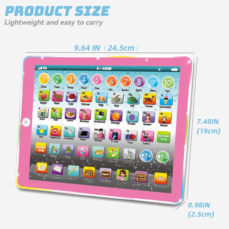 Wenbeier Kids Tablet Learning Pad Toddler Tablet with ABC Word