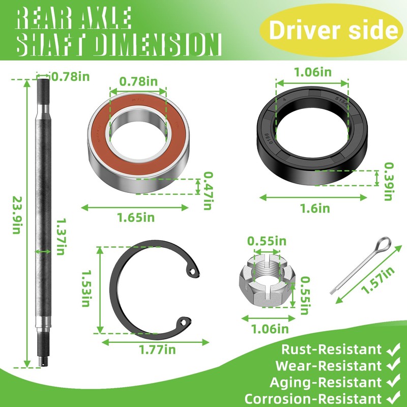 Drive-up Golf Cart Rear Splined Axle Shaft for EZGO TXT