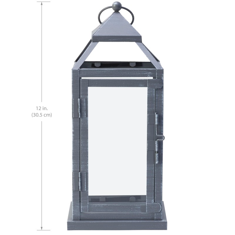 Elements Gray Metal Lanterns Set of 3-12 Inch Decorative Candle