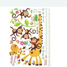 Giraffe Height Chart Wall Decal for Kids' Room - Growth Tracker Monkey 2ea