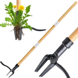 Weed Puller Tool, Stand-Up Weeding Tool with Long Handle,4-Claw Steel Head & 3-Sectioal Pole Design,Weeder Tool, Effortlessly Remove Weeds & Roots Without Bendingï¼Kneeling