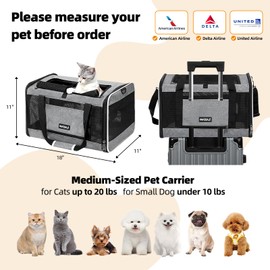 PAPZER Cat Carrier Soft-Sided 18x11x11 Inch Travel Bag for Medium Cats Over 15lbs, Small Dog Carrier Crate Top Entry Breathable Mesh Puppy 12 Pounds, Pet Rabbit Carrying Cage Kennel Collapsible Grey