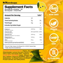 Sugar Free Calcium Citrate Gummies 1200mg with Vitamin D3 K2, Magnesium, Zinc, MSM for Men & Women, Bone, Muscle, Immune Support, Ultimate Absorption Calcium Supplement, Vegan, 60 Count