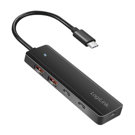 LogiLink UA0412 Ultra-Slim USB-C Hub (USB 3.2 Gen 2), 4-Port (2 x USB-A, 2 x USB-C)