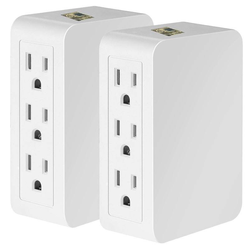 FiiMan 6 Outlet Wall Adapter, UL Listed 3-Prong Grounded Outlet