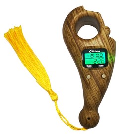 DEHUA LED Digital Tasbih Finger Counter, Muslim Islamic Rotating Digital Tasbeeh Prayer Beads Tally Counter with Time and LED Light (Light Brown-LED)