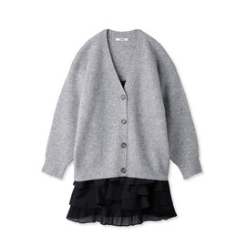 Snidel SWNO235184 Women's Knit Car Dress Ruffle Cami Dress, gray