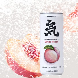 Chi Forest Sparkling Water,Caffeine free,Gluten free,Vegan,0 sugar,0 calories,White Peach Flavor,11.16 Fl oz,24 Cans