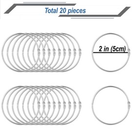 2 Inch 20 Pack Loose Leaf Binder Rings Metal Rings for Crafts Book Rings for Index Cards, Key Rings & School/Office Supplies