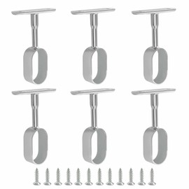 Bivethoi Oval Closet Rod Support Zinc Alloy Middle Mounting Bracket with Installation Screws Electroplated Surface Wardrobe Flange Holder Closet Shelf Rod Brackets Silver Tone（Thickening Type）