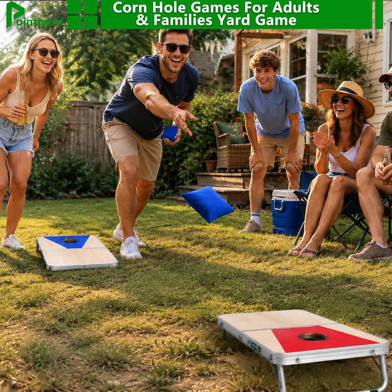 Pointyard Portable Cornhole Board Set-24x16in Foldable Family Yard Game