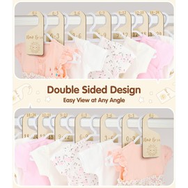 MEILIDY Wooden Baby Closet Dividers, Double Sided Baby Clothes Size Dividers Organizer for Newborn to 24 Months Nursery Baby Clothes Separators for Infant Toddler Girls and Boys - 7 Pcs
