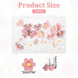 Giantree 20 Stück Blumige Pinnnadeln, Blumen Reißzwecken, Präzise Reißnägel Kreative Dekorative Pinnwand Nadeln Pinnadeln Niedliche Reißnägel für DIY Pinnwand Korktafel Fotowand Büro