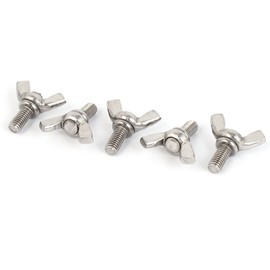 sourcingmap M5 x 10mm 304 Stainless Steel Wing Bolt Butterfly Screw Fastener Silver Tone 5pcs