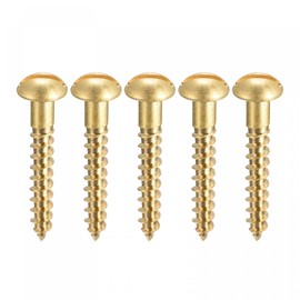 sourcing map Wood Screws M4 x 25mm Slotted Round Head Brass Self-Tapping Screw 50 Pcs