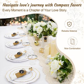 Pack of 50 Premium Mini Compass Party Favours Creative Theme Wedding for Guests with Kraft Pendant and Jute String Wedding Travel Theme Party Decorations Nautical Christmas Decorations