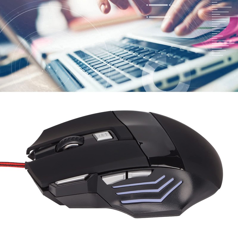 RGB USB Wired Gaming Mouse, 1000-3200DPI Ergonomic Streamlined Backlit Gaming