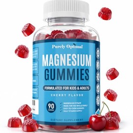 Gomitas de magnesio premium para niños y adultos – Citrato de magnesio para apoyo digestión, ayuda para dormir, alivio del estrés, calma, salud ósea y