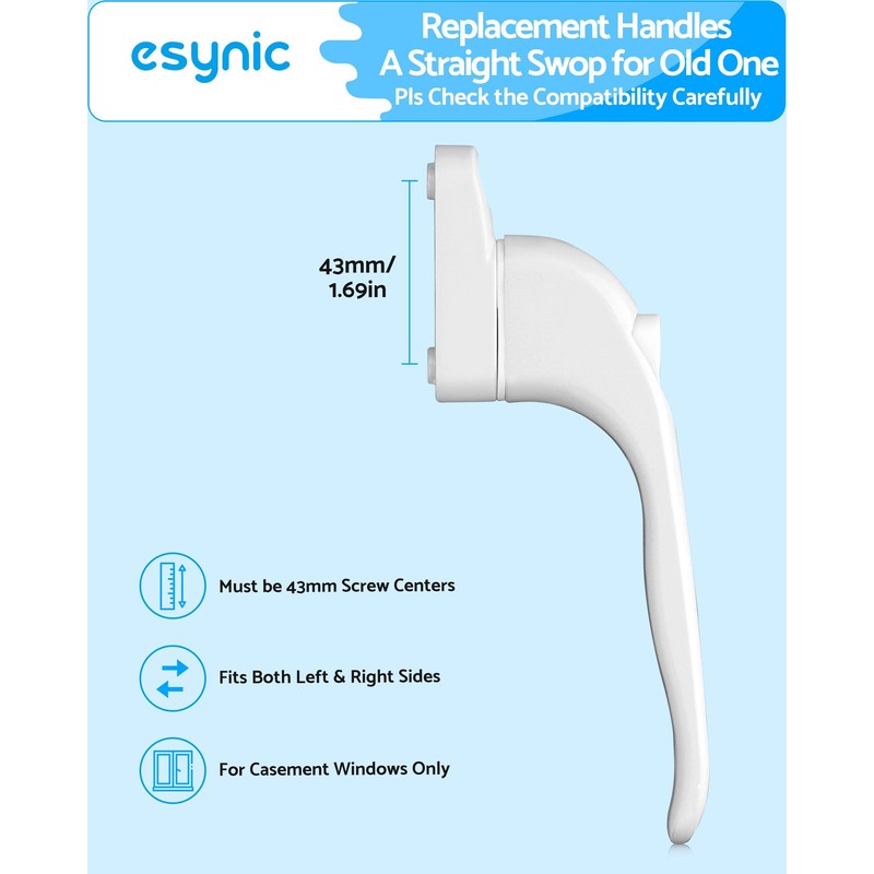 eSynic 4pack Universal Window Handles for UPVC with 5 Multi-Size