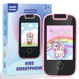 Kids Smart Phone for Girls, Christmas Birthday Gifts for 3 4 5 6 Year Old Girls, MP3 Music Player with Dual Camera, Alarm Clock Kids Toy Phone Learning Toys for Girls Age 3 4 5 6 with SD Card