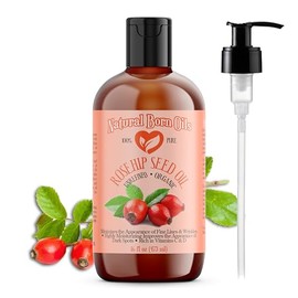 Aceite de semilla de rosa mosqueta, 16 oz, orgánico, prensado en frío, rico en nutrientes, excelente para una piel radiante y un cabello brillante