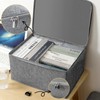 SI SEN Lockable Box, Fabric Storage Box, Grey Rectangular Storage