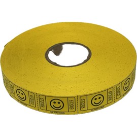 The Ticket Gurus-2000 Yellow Smile Tickets Single Roll Consecutively Numbered Raffle Tickets