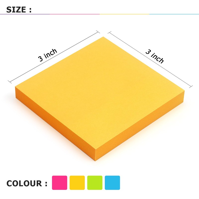 Sticky Notes 3x3 Self-Stick Notes Bright Colors Sticky Notes 4