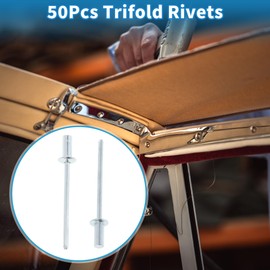 A ABSOPRO Dome Head Closed Sealing Rivets 3.2mm Grip Diameter 6mm Grip Length 6mm Flange Diameter Repairing Tool Assortment Kit Iron Silver Tone 50 Pcs