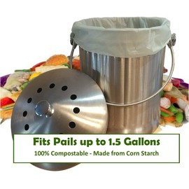 Compostable Bags for Kitchen Compost Bin - Fits 1 Gallon, 1.3 Gallon and 1.5 Gallon Biodegradable for Kitchen Pail Liners- Package of 2-50 Bags per Roll fits Gardenatomy, Goldsol and Other Bins