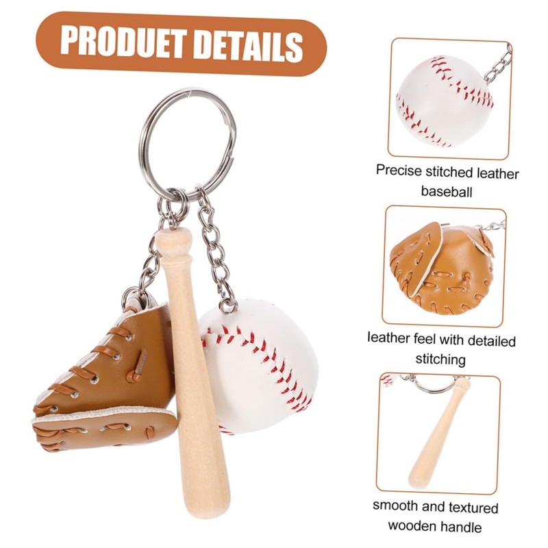 SAFIGLE 3pcs Baseball Keychain Mini Softball Keychains Stylish Bag Accessories