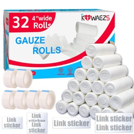 KIWAEZS 32 Pack Gauze Rolls Bandages 4 ” x 4.1 yd Premium Quality Lint and Latex-Free Conforming Stretch Designed for Effective Wound Care for Wound Dressing Support (Individually Packed)