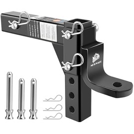 METOWARE Adjustable Trailer Hitch Ball Mount, Fits 2-Inch Receiver with 1" Hitch Ball Hole, 6-Position Heavy Duty Tow Hitch with Pins