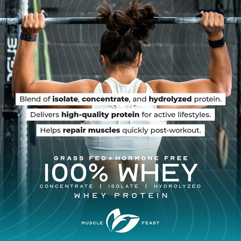 Muscle Feast 100% Grass Fed Whey Protein Powder, All Natural