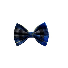 New Dogs Bow Tie Tartan woven Elastic Band attach COLLAR ACCESSORY Handmade UK (Small Tartan Blue)