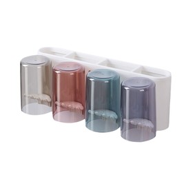 Rifuli # Zahnbürstenhalter Wandmontierter Kinderzahnbürsten-Zahnpastahalter mit Bechern für Badezimmer Elektrischer Zahnbürsten-Organizer Badezimmer-Arbeitsplatte Platzsparend (B, One Size)