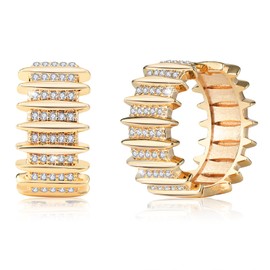 Richapex Gold Hoop Earrings for Women Trendy 18K Gold Plated Chunky Twisted Gold Hoops Sutds with Cubic Zirconia (Chunky Hoop Earrings)