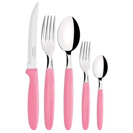 Tramontina Ipanema Cutlery Set for 6 People, 30 Pieces, Stainless Steel, Pink Handle