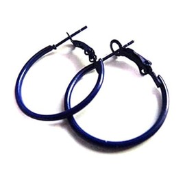 Navy Blue Hoop Earrings Simple Thin Hoop Earrings 2 Inch Color Hoop Earrings