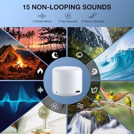 Portable Sound Machine for Baby Adults,LEICEX Travel Sound Machine,15 Non-Looping Sound Timer and Memory Play, Mini White Noise Machine for Sleeping O