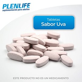 PLENLIFE - Complejo B + Multivitaminas en Tabletas Masticables - Suplemento Alimenticio de Vitaminas y Minerales Sabor Uva - Frasco con 60 Tabletas / 