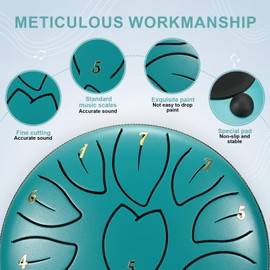 SenDeluz Steel Tongue Drum 11 Note 6 Inches D-Key Rain Drums for Garden, Handpan Drum Percussion Instrument for Meditation Entertainment Musical Education Concert Mind Healing Yoga