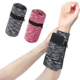 2 Pieces Sports Wrist Bag Wristlet Wristlet Purse Zipper Wrist Bag Running Arm Bag Zipper Type Change Key Multipurpose Storage Bag (L)