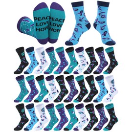 20 Pairs Suicide Prevention Awareness Socks for Women Novelty Suicide Prevention Ribbon Casual Crew Socks for Charity Events Social Public Activity Supplies