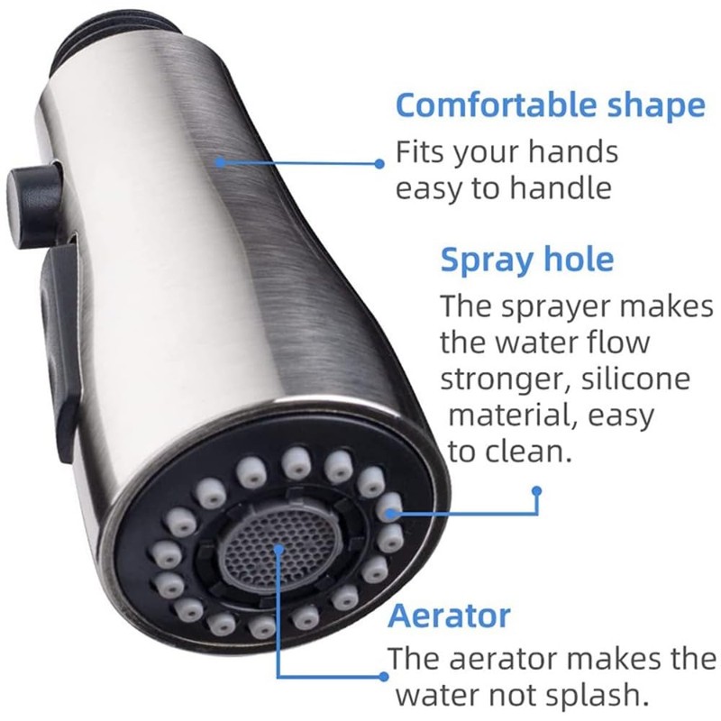 Pull Down Kitchen Faucet Head Replacement, 3-Function Kitchen Faucet Head