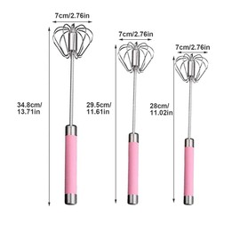 Stainless Steel Semi-Automatic Whisk Egg Whisk Hand Push Rotary Whisk Blender Semi Auto Egg Beater Hand Push Mixer Stirrer Egg Scrambler for Blending, Whisking, Frothing, Beating & Stirring, 10 Inch